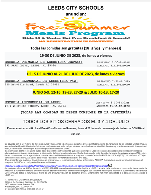 Free Summer Meals Program